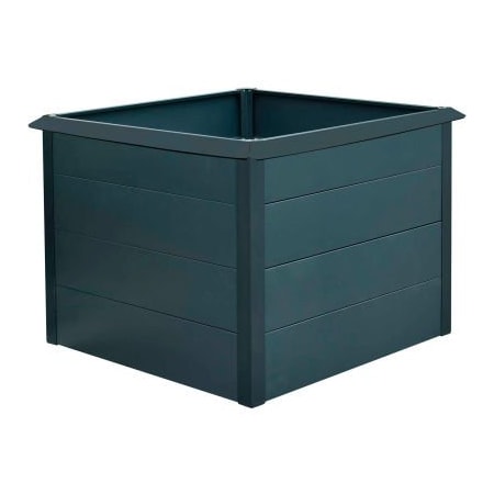 Almo Fulfillment Services Hanover Galvanized Steel Square Raised Garden Bed with Border, 44"D x 44"W x 30"H, Gray HANSQGB-1GRY